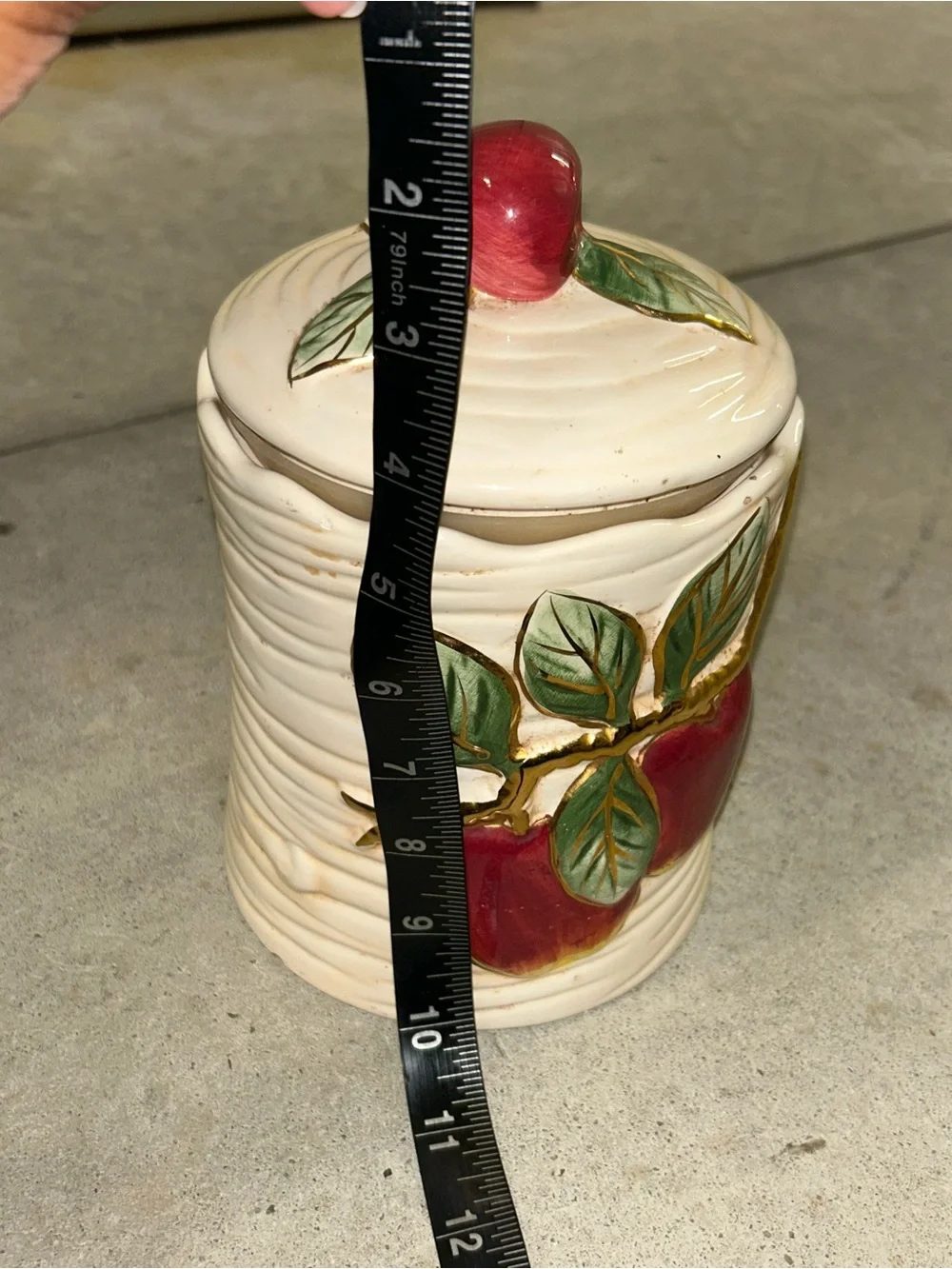 Vintage Franciscan Majolica Apple Ceramic Cookie Jar Cannister 3D